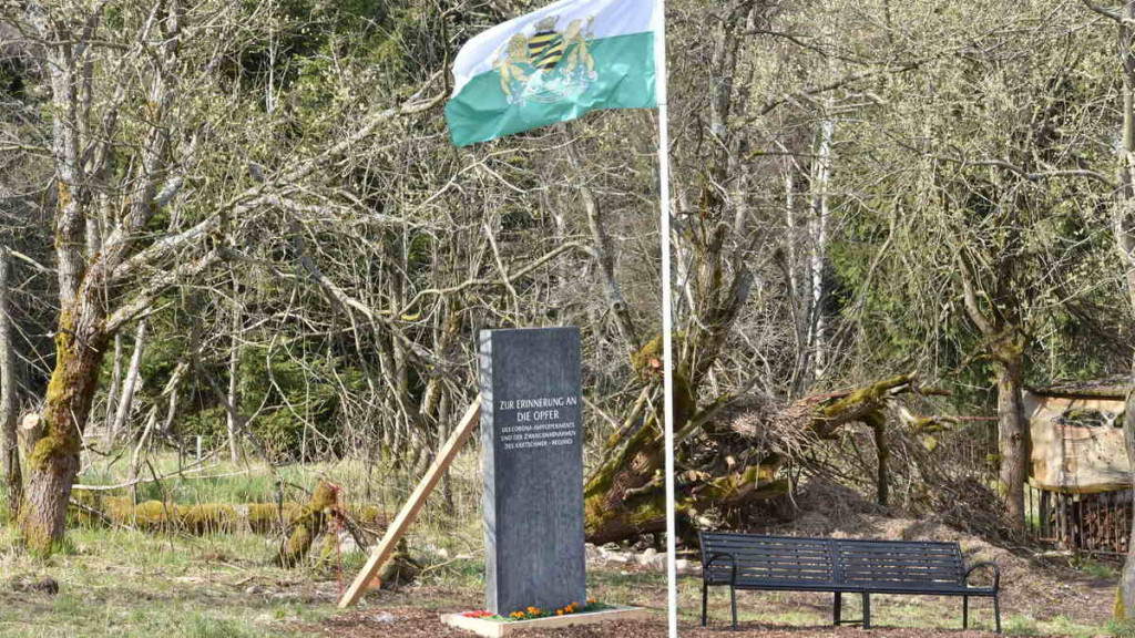Památník očkování proti koronaviru ve čtvrti Altenberg v Zinnwaldu v Německu